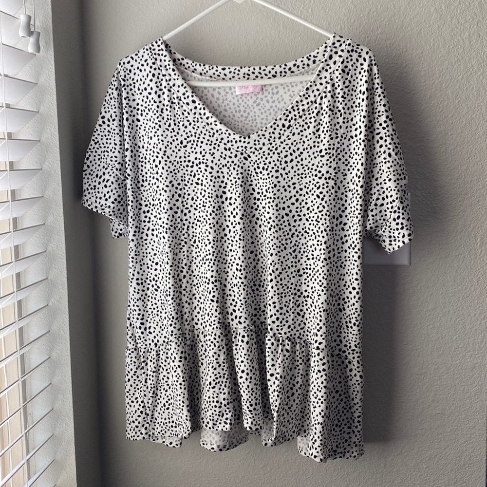 Dalmatian print peplum blouse